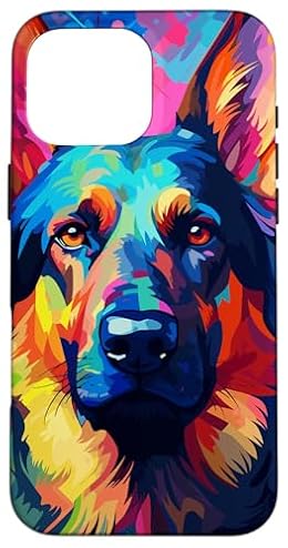 Colorful Splash Art German Shepherd Portrait Case for iPhone 16 Pro Max
