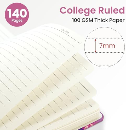 ZOTIA Lined Spiral Journal Notebook for Women, A5 College Ruled Journals for Writing, Hardcover Notebooks for Work, Note taking and Office School Supplies,140 Pages - Color Splash