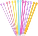 LIHAO 14PCS Plastic Knitting Needles Set Colourful Single Pointed Knitting Straight Pins DIY Craft Yarn for Beginner and Kids 4mm-10mm