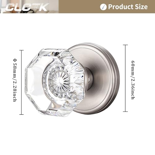 CLCTK 2 Pack Crystal Dummy Door Knobs, Non-Turning Single Side Dummy Door Knob, Brushed Nickel by CLCTK - Image 3