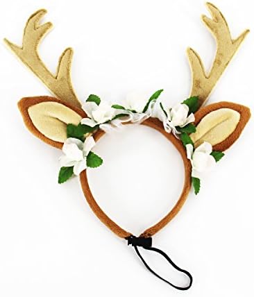 DELIFUR Christmas Reindeer Antlers Headband Christmas Headband with Ears Dog Costumes Accessories (L)
