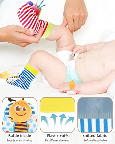 Wrist Rattle Foot Sock Rattles, Hand Arm Leg Ankle Handheld Rattles, Hanging Rattle Clip On Car Seat & Stroller, Sensory Plush Animal Toys For Newborn Baby Girls And Boys (B12) #TOP2