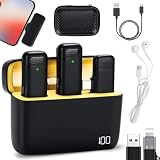 BCIBhucy Wireless Lavalier Microphone, Wireless Microphone for iPhone Android Ipad Plug-Play Wireless Microphone 2.4GHz Noise Canceling Precise Received for YouTube Facebook Tiktok