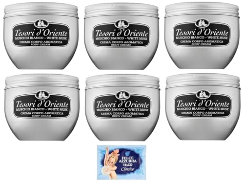 Muschio Bianco Tesori d'Oriente crème corps parfumée lot de 6 et talc traditionnel italien