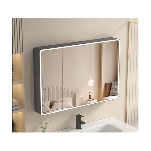 SXFSDOU Bathroom Mirror Cabinet Wall Mounted with Door and Adjustable Shelf - Vanity Mirrored (70cm/27.6in)