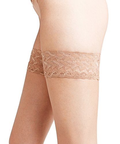 FALKE Damen Shelina 12 DEN Stay Ups ultra transparent leicht glänzend reißfest feine Naht an der Fußspitze mit Zierspitze und Silikonband für rutschfreien Sitz feines weiches Material 1 Paar