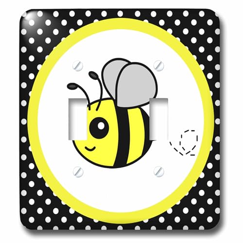 Double interrupteur à bascule jaune abeille 3dRose lsp_57078_2 - 2