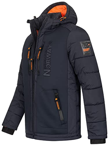 Geographical Norway Herren Winter Jacke Parka Steppjacke Kapuzenjacke Outdoorjacke Warm gesteppt FVS Production H-H, Farbe:Navy, Größe:XXL
