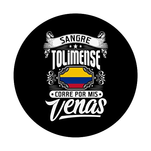 Sangre Tolimense Corre Por Mis Venas. Bandera de Colombia PopSockets Swappable PopGrip, Black - Image 3