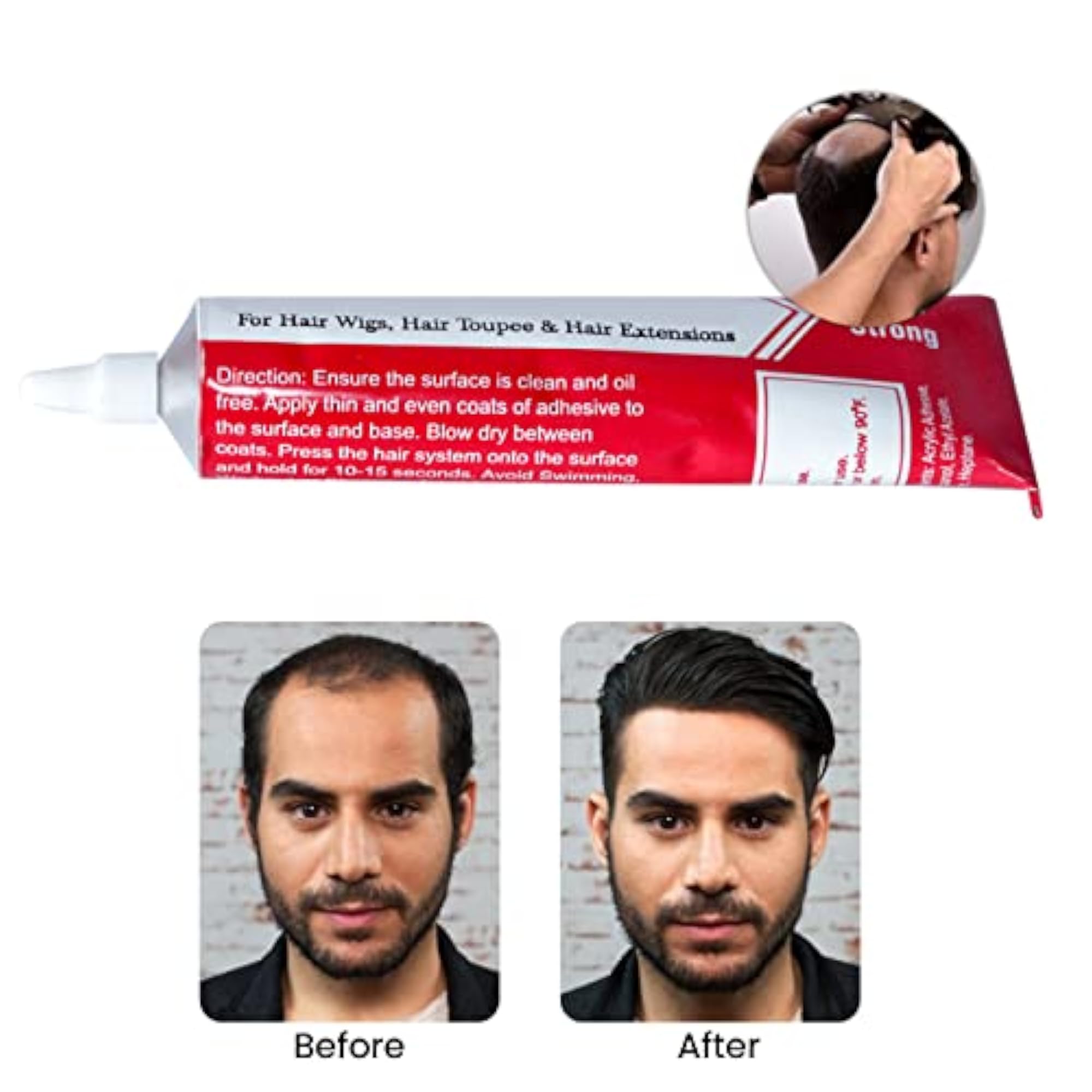 Human Hair Fixing Glue Tube for Hair Patch and Wig