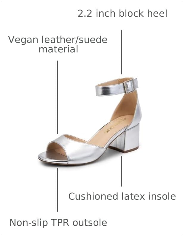 Image of DREAM PAIRS Women's Chunky Heel Sandal | 2.2 inch chunky block heels,open toe with ankle strap buckle, classic comfortable heeled sandals,wedding party dress shoes