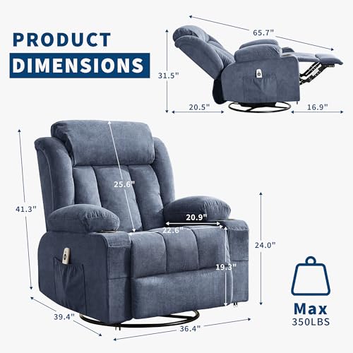 Sillón Plegable Relajante Azul con Masaje miniatura 2