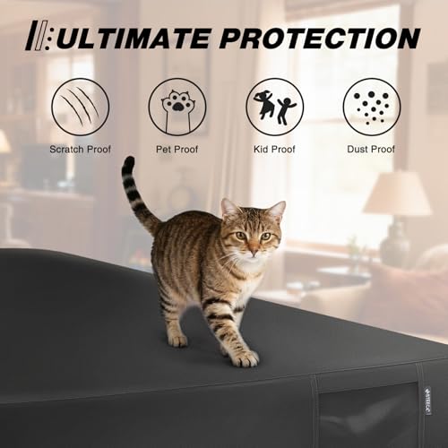 STEECA Leatherette Pool Table Cover with Pocket 8 Feet, Waterproof & Tearproof Heavy Duty Billiard Table Cover Black 100"L X 56"W X 8“H