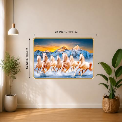 Image of 7 Running Horses Vastu Photo Frame, 16x24 Inch