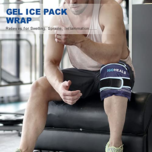 IGOHEALS Knee Ice Pack Wrap,Ice Pack for Knee, Reusable Hot Cold Therapy Pack for Injury,Gel Bag Freezer Cold Pack Compress Heating Pad Leg Brace Pain Relief for Arthritis,Meniscus Tear-Soft Plush