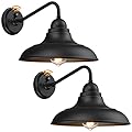 PTRWOROA Dusk to Dawn Outdoor Wall Sconces Farmhouse Barn Light Outdoor Wall Lights Outdoor Wall Lantern Wall Mount Exterior Wall Lighting Fixture for Porch Entryways (2 Pack, 12")