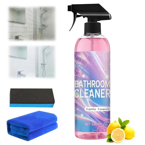 jioijioi Bathroom Descaler Foam Cleaner Powerful Pink Bathroom Cleaner Spray Bathroom Descaler Cleaner Stubborn Stains Cleaner All-Purpose Bathrooms Descaler Foam Spray(300ml)