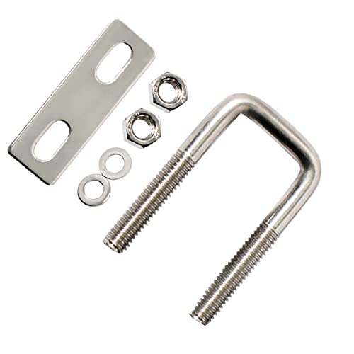 Image of 1 Sets U Bolt, 2 inch (50mm) Inner Width 304 Stainless Steel M8 Square U-Bolt with Plate Screw Nut Fastener, Suitable for 47 /48mm Pipe, Boats, and Other Home and Industrial Applications
