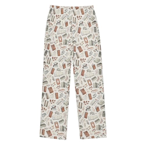 Pajama Pants Books Leaves PJ Bottoms Sleepwear Lounge Sleep Pant with Pockets