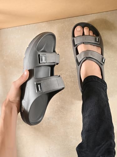 Image of DOCTOR HEALTH SUPER SOFT Men's Orthopedic Double Strap Slippers - Ultra Soft EVA Footbed with Adjustable Straps & Arch Support | Anti-Skid Sliders for Heel Pain Relief, Everyday Comfort