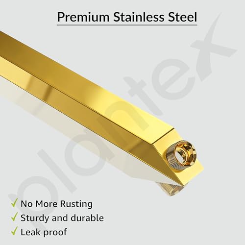Image of Plantex 12-Inch Shower Arm for Overhead Shower /Stainless Steel Shower Pipe /Wall Mount Bathroom Fitting with -Inch Thread - Pack of 1 (Gold)