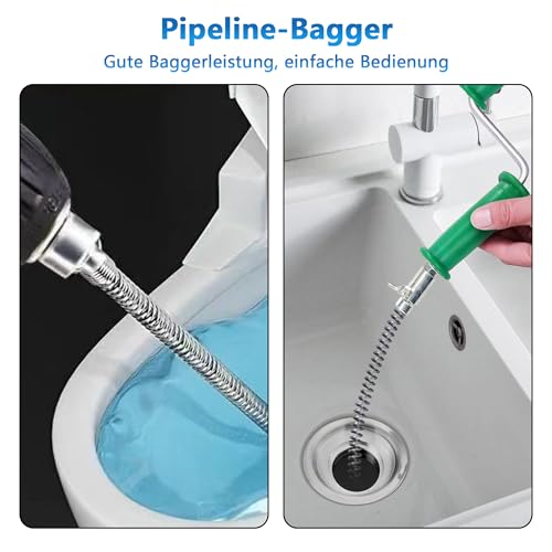 Abflussspirale Rohrreinigungsspirale 10mm * 5m Set: Manganstahl Rohrreiniger Spirale Kit Spirale Abfluss Rohrreinigung mit Handschuhe für Toiletten Kanal