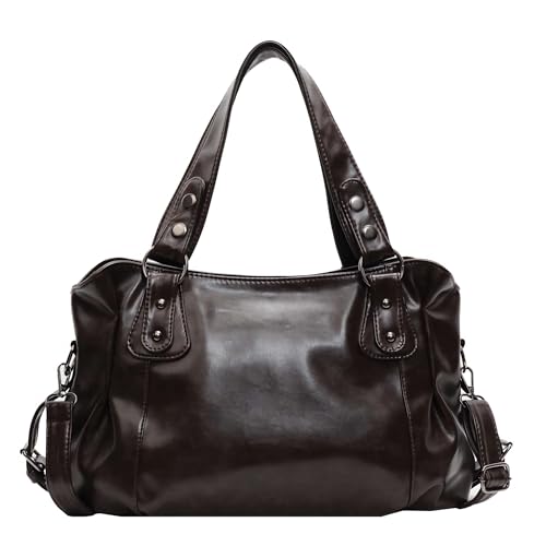 city vintage shoulder bag for women, brown soft vegan faux leather crossbody purses, large capacity hobo crossbody bag, fall fashion casual handbag