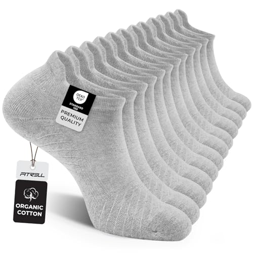 FITRELL 6 Pack Womens and Mens Athletic Running Ankle Socks Cushioned Low Cut Tab Wicking Anti-Blister Breathable Sport Socks Light Grey Large