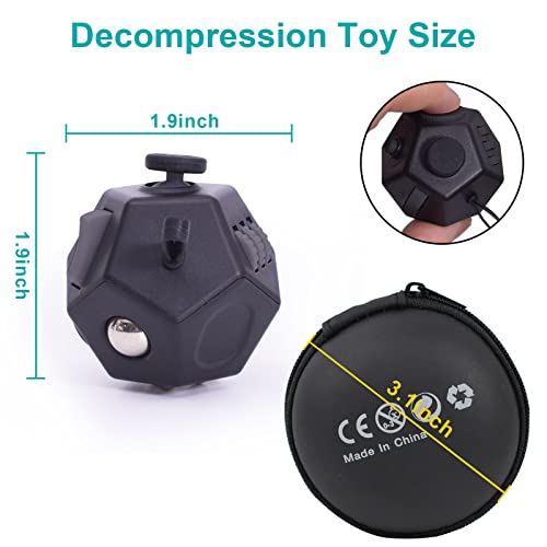 Image of UOOEFUN Mini Fidget Toys, Cool Black 12 Sided Fidget Cube for Kids Adults with Anxiety ADHD Autism and Relief Stress (Pure Black)
