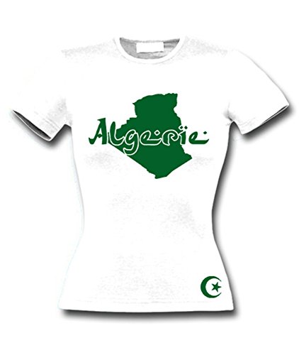 T-Shirt Femme Algérie Blanc tissu anti-transpiration pour l'été