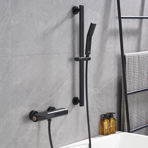 XJTNLB Grifo Ducha Pared Negro Grifería Monomando de Bañera y Ducha Hecha de Latón con Barra