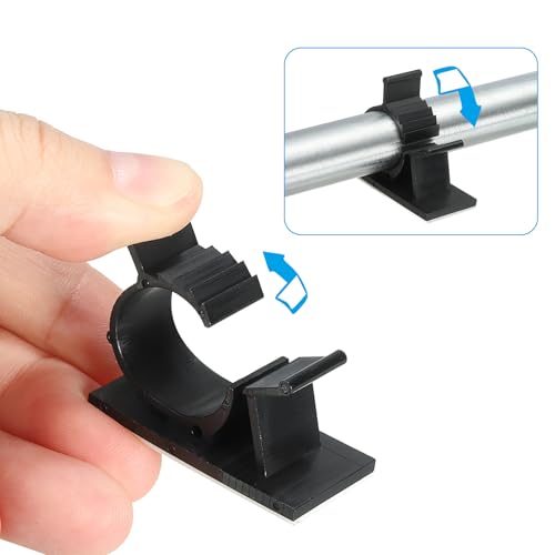 PATIKIL abrazaderas adhesivas para cables de nailon 13-16mm, 14 piezas, clips para gestión de cables, organizador de alambre ajustable para pared, oficina y hogar, negro miniatura 3