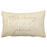 UOOPOO Quote Pillow This is My Happy Place Throw Pillow Case Square 12 x 16 Inches Soft Cotton Canva