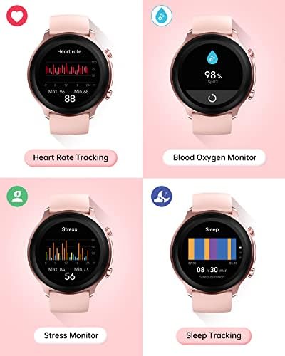 Smart Watch for Women, Loddery Fitness Tracker with 24/7 Heart Rate, Blood Oxygen, Sleep Monitor, Stress Monitor, 1.3" Touch Screen 5ATM Waterproof Smartwatch, Step Counter Watch for iOS Android