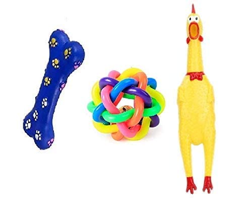 Dog & Cat KittuPet Dog & Puppy Rubber Chew Toys Combo- Rainbow Ball, Paw Print Bone, Squeaky Chicken Medium- Color May Very (B09V5PGV3W) Amazon Price History, Amazon Price Tracker