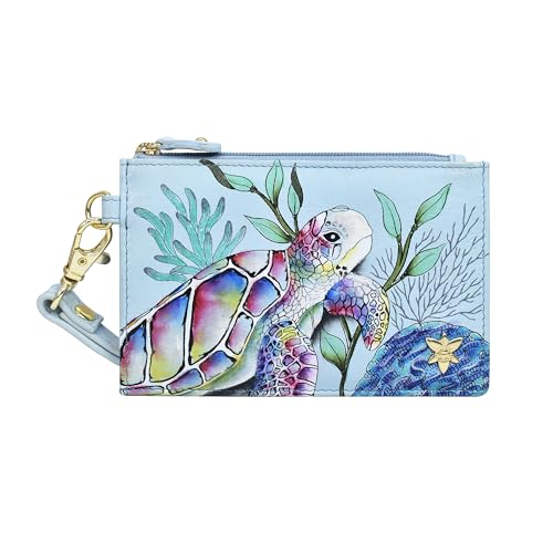 Anuschka Women's Hand-Painted Genuine Leather Card Holder with Wristlet - Underwater Beauty