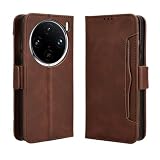 Jiajihua Custodia Compatibile con Vivo X100 Pro 5G,Compatibile con Vivo X100 Pro 5G V2324A Portafoglio [Doppio slot per schede][Flip Stand][Custodia del telefono][Chiusura magnetica] Brown