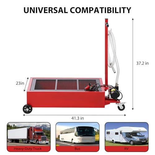 Garvee 20 Gallon Oil Drain Pan Oil Drain Tank with 12V Electric Pump, 76L Low Profile Oil Drain Pan, Oil Change Pan with T Foldable Hand and Wheels, 8FT Hose Oil Drain Cart (Electric Pump - New) by Garvee - Image 7