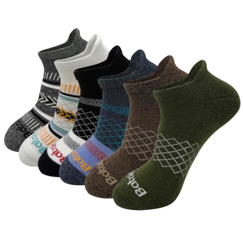 bataidis Anti-blister Thick Cushioned Wicking Odor Resist Athletic Casual Ankle Socks 6 Pairs (US, Alpha, Large, Regular, Regular, colour 7)