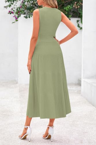 Image of PRETTYGARDEN Spring Casual Dresses for Women 2026 Summer Business Work Midi Sleeveless A Line Pleated Cocktail Dress