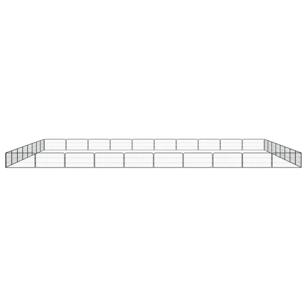 36-Piece DIY Powder-Coated Steel Dog Playpen, Black | Customizable 100x50cm layout is ideal for training puppies and small animals in outdoor gardens.