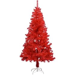 vidaXL Árbol de Navidad Artificial con Soporte Decoración Navideña Vacaciones Estable Interior Exterior Fiesta Decorativa Rojo PVC 150 cm