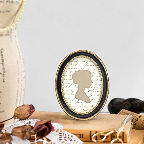 Aels 5X7 OVAL FRAMES Inch Vintage Picture Frame, Elegant Antique Photo Frames With Glass Front, Photo Display, Tabletop Wall Hanging, Gift Ideas, Black Oval thumb #5