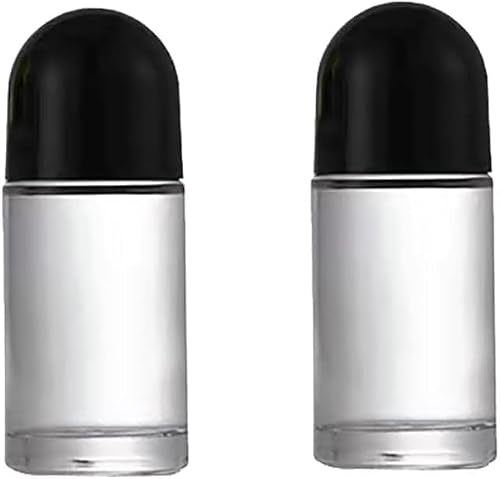 Tnyvm 2Pcs 50ml Black Cover Transparent Glass Roll on Bottles Empty Roller Bottles Refillable Rollerball Essential Oil for Cosmetics Roller Refillable Containers Accessories（10.5 * 4.1cm