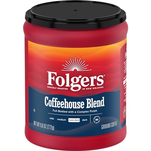 Image of Folgers Coffeehouse Blend Ground Coffee, 6 (9.6-Oz.) Canisters | 9.6-oz. canisters, Medium-dark roast coffee