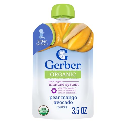 Gerber Purees Foods Organic Pear Mango Avocado, 3.5 Oz Pouch