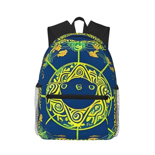 Sac à dos Yin Yang Totem noir, sac de voyage léger, parfait pour camping et extérieur.