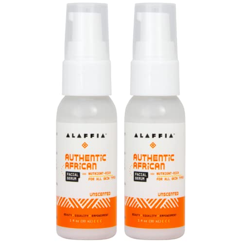 Alaffia Skin Care, Authentic African Facial Serum, Nutrient Rich Shea Butter, Argan Oil, Watermelon Seed Oil, For All Skin Types, Unscented, 2 Pack - 1 Fl Oz Ea #TOP16
