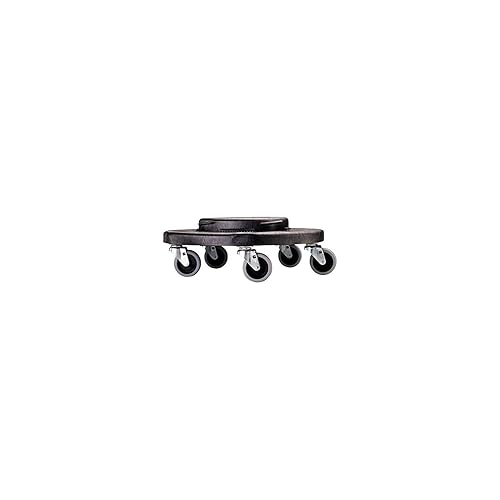 Miniatura 7 de Rubbermaid Commercial RCP264000BK Products Brute Round Twist on/Off Dolly, capacidad de 250 libras, 18 Dia x 6 5/8H, Negro
