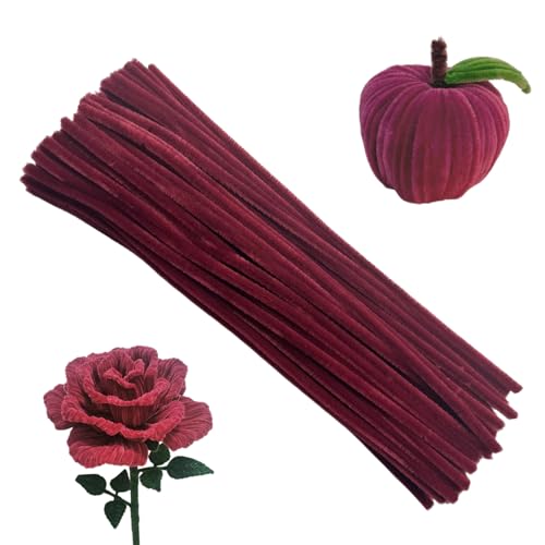 Tikyoary 100 Stück Weinrot Pfeifenputzern,Pfeifenreiniger-Kit Chenilledraht für Blumen,Tiere oder,DIY-Bastelprojekten und Dekorationen